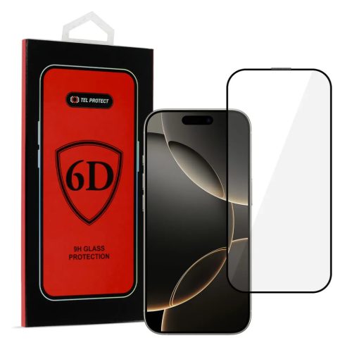 Full Glue 6D Tempered Glass üvegfólia IPHONE 16 PRO fekete kerettel
