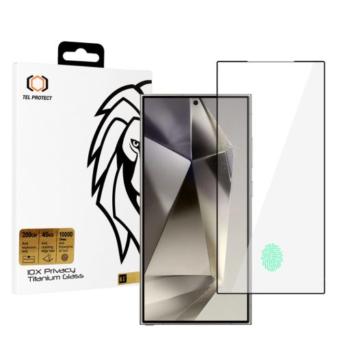 Samsung Galaxy S25 Ultra üvegfólia Tel Protect 10X Adatvédelmi Titán (ujjlenyomat-feloldással) teljfes fedés