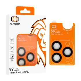   Edzett üveg Tel Protect Titanium lencse 99% AR a kamera számára iPhone 14 Pro/14 Pro Max fekete (3 db lencse) üvegfólia