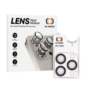   Tempered glass Tel Protect 3D objektív a kamerára iPhone 14 Pro/14 Pro Max lila (3 db objektív) üvegfólia