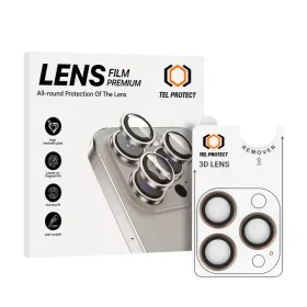   Temperált üveg Tel Protect 3D lencse védőfólia kamera iPhone 15 Pro/15 Pro Max titán (3 darab lencse) üvegfólia