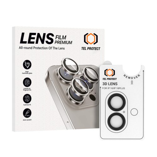 Tel Protect 3D kamera lencsevédő üvegfólia iPhone 16/16 Plus feket-5900217467502 1 kép