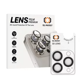   Temperált üveg Tel Protect 3D Lencse kamera védelemhez iPhone 16 Pro/16 Pro Max fekete (3 darab lencse) üvegfólia
