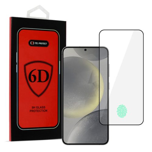 Tel Protect Full Glue 6D edzett üveg SAMSUNG GALAXY S25 EDGE BLACK (ujjlenyomat feloldással) üvegfólia
