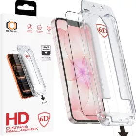   iPhone 13/13 Pro/16E/17E fekete Tel Protect Dust-Free Easy Fit Full Glue 6D edzett üveg