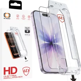   iPhone 16 Pro/17 fekete Tel Protect Pormentes Könnyen Felhelyezhető Teljes Ragasztós 6D Edzett Üveg üvegfólia