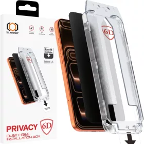    Apple iPhone 17 Pro Max Fekete Tel Protect Pormentes, könnyen felhelyezhető, betekintésvédő, teljes ragasztású 6D edzett üvegfólia