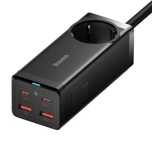 Baseus GaN3 Pro Töltő / elosztó, 2xUSB + 2xUSB-C + AC, 100W (fekete-6932172604233 3 kép