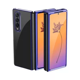   Plating Case tok Samsung Galaxy Z Fold 4 tok kék színű fém kerettel