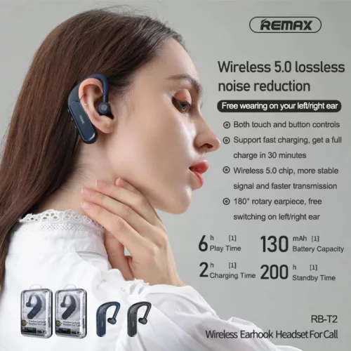 Remax Bluetooth 5.0 vezeték nélküli headset fekete (RB-T2)-6972174153452 2 kép