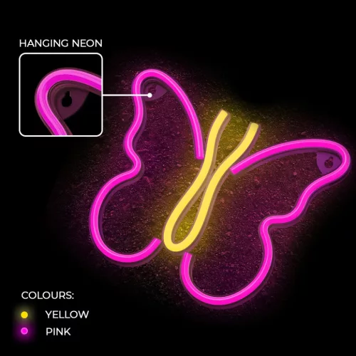 Neon LED Fény PILLANGÓ rózsaszín NNE03 Neolia-5900495060235 6 kép