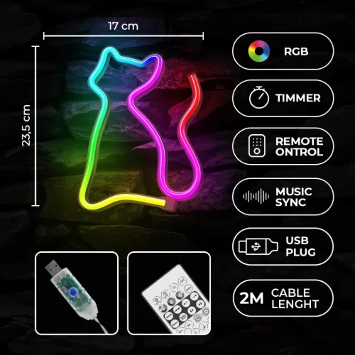 Neon LED RGB CAT FLRN03 + RC Forever Light-5900495398079 7 kép