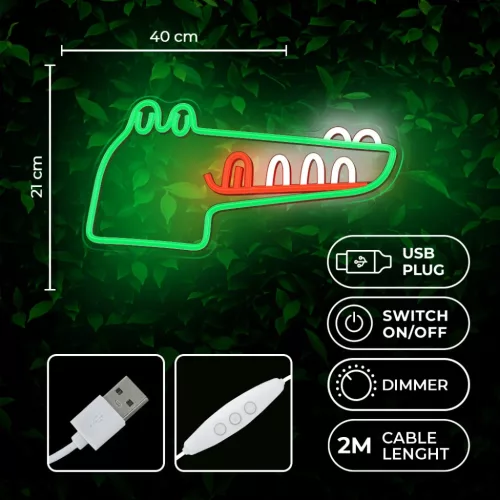 Neon PLEXI LED JURASSIC CROC zöld FLNJ03 Forever Light-5900495399694 6 kép