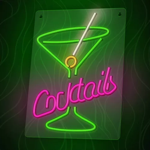 Neon PLEXI LED COCKTAILS rózsaszín zöld FPNE02X Forever Light-5900495454423 4 kép