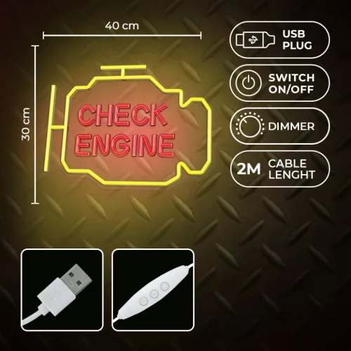 Neon PLEXI LED MOTOR ELLENŐRZÉS sárga vörös NNE21 Neolia-5900495546197 5 kép