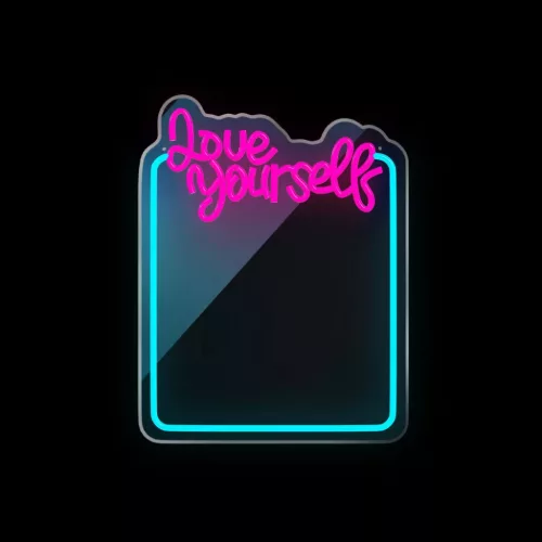 Neon MIRROR LED LOVE YOURSELF türkiz rózsaszín FMNE01 Forever Light-5907457763005 3 kép