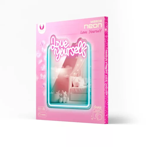 Neon MIRROR LED LOVE YOURSELF türkiz rózsaszín FMNE01 Forever Light-5907457763005 10 kép