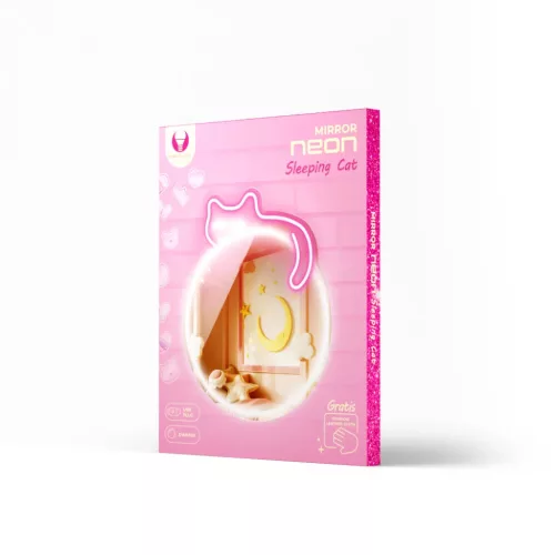 Neon TÜKÖR LED ALVÓ MACSKA fehér rózsaszín FMNE03 Forever Light,-5907457763029 10 kép
