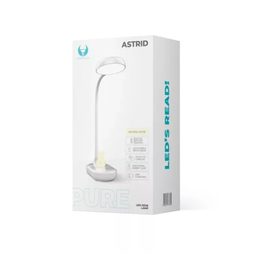 Asztali LED lámpa 4,5W nyuszi fénnyel PURE FLB-30 ASTRID fehér Fore-5907457773769 4 kép