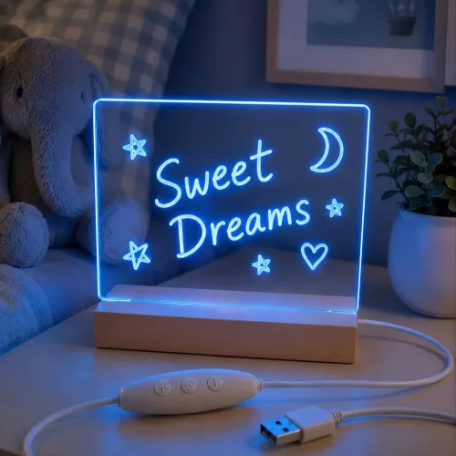 Forever Light FNL-18 RGB akril LED éjjeli lámpa fa talppal, fehér m-5908067003178 2 kép