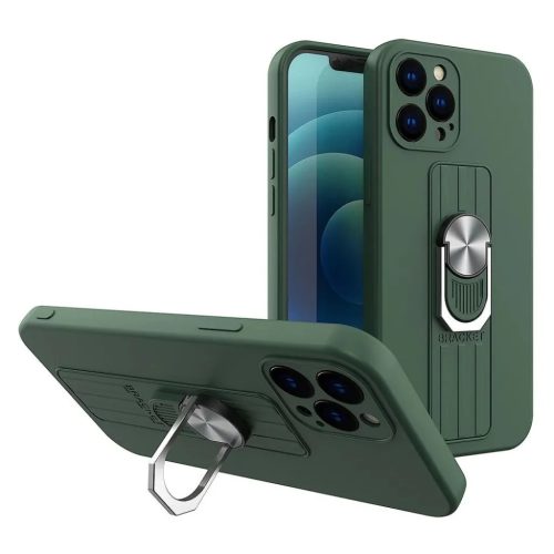 Ring Case szilikon tok ujjmántás és állvány iPhone 12 Mini söté-9145576214169 1 kép