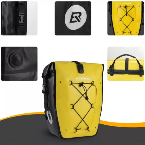 Rockbros 30140022005 vízálló kerékpáros táska 25-32L - sárga-5907769382178 5 kép