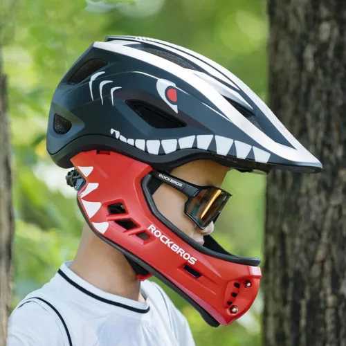 Rockbros TT-32006 Shark Gyerek Kerékpáros Sisak Leválasztható Áll-5907769382277 2 kép