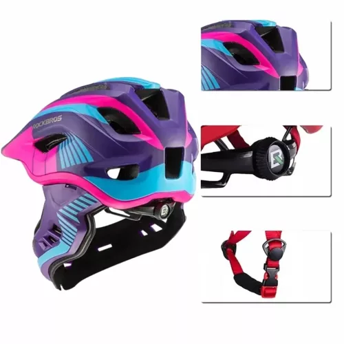 Rockbros TT-32SBPP-M gyerek kerékpáros sisak levehető állvédővel-5907769362217 5 kép