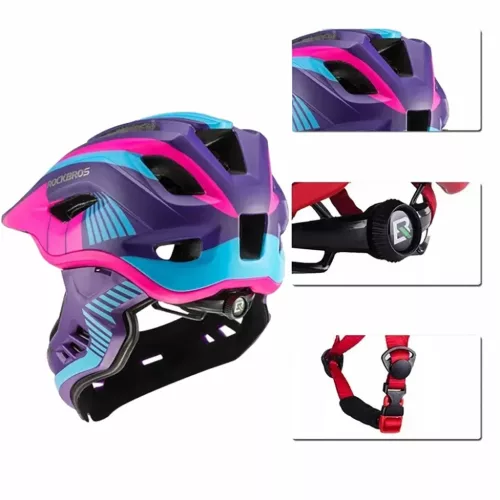 Rockbros TT-32SBPP-S gyermek kerékpáros sisak levehető állvédőve-5907769362224 5 kép