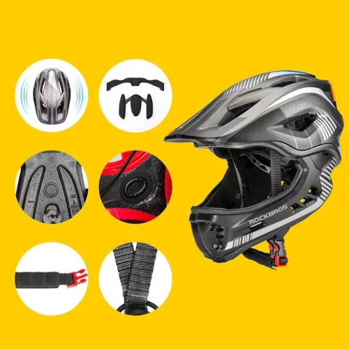 Gyermek kerékpáros sisak Rockbros TT-32SBTG-S levehető állvédőve-5907769312458 4 kép