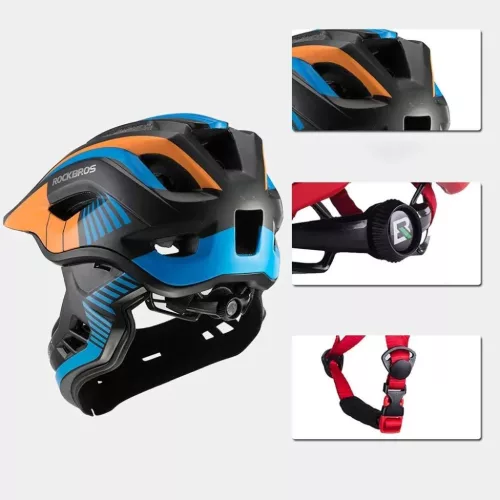 Rockbros TT-32SOBL-S gyerek kerékpáros sisak levehető állvédővel-5907769312472 3 kép