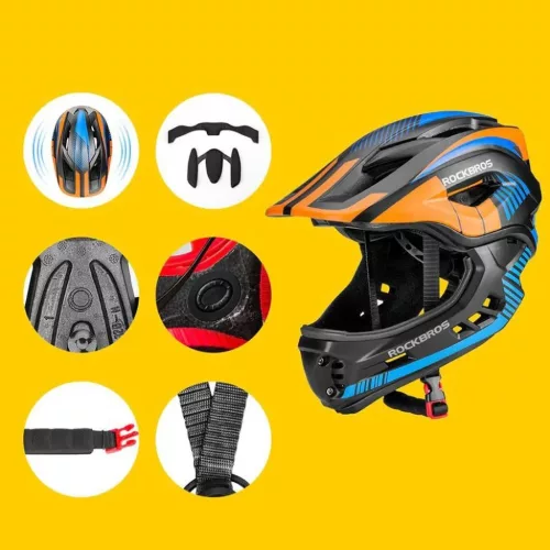 Rockbros TT-32SOBL-S gyerek kerékpáros sisak levehető állvédővel-5907769312472 4 kép