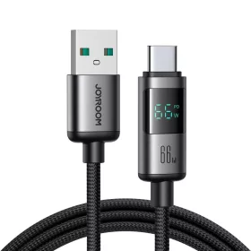   Joyroom S-A16 Pro Prism Series 66W USB-A - USB-C kábel kijelzővel 1.2m - Fekete