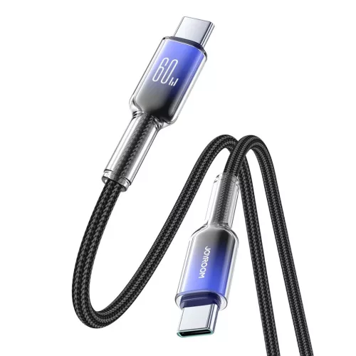 Joyroom S-A42 Crystal-Clear Series 60W USB-C - USB-C kábel 1.2m - fek-6956116728069 3 kép