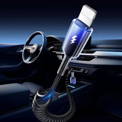 Joyroom S-A43 Crystal-Clear Series 3A USB-A - Lightning spirál kábel-6956116728199 3 kép