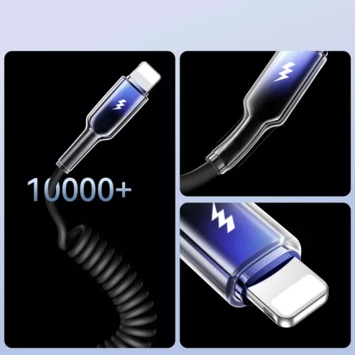Joyroom S-A43 Crystal-Clear Series 3A USB-A - Lightning spirál kábel-6956116728199 7 kép