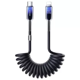   Joyroom S-A43 Crystal-Clear Sorozat 30W USB-C - Lightning spirálkábel 1,5m - fekete