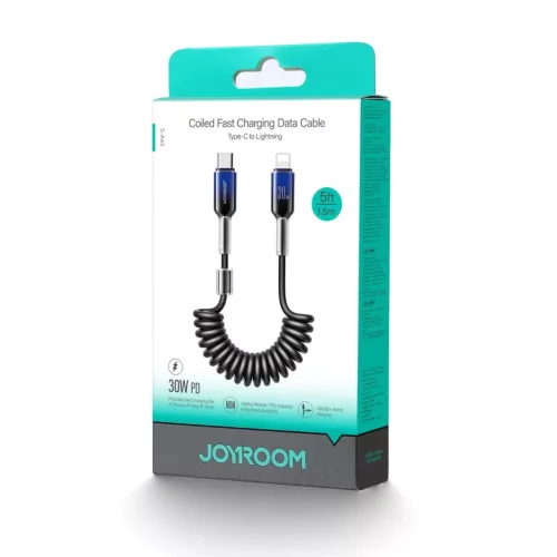 Joyroom S-A43 Crystal-Clear Sorozat 30W USB-C - Lightning spirálkábe-6956116728182 2 kép