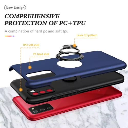 Samsung Galaxy A03s TPU tok kihajtható mágneses támasszal kék Alph- 6 kép