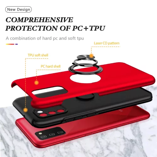 Samsung Galaxy A03s TPU tok kihajtható mágneses támasszal piros Alp- 5 kép