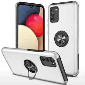   Samsung Galaxy A03s TPU tok kihajtható mágneses támasszal ezüst Alphajack