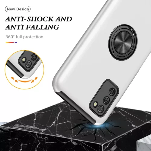 Samsung Galaxy A03s TPU tok kihajtható mágneses támasszal ezüst Al- 5 kép