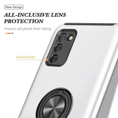Samsung Galaxy A03s TPU tok kihajtható mágneses támasszal ezüst Al- 7 kép