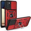 Samsung Galaxy A03s TPU tok kameralencse védővel, kihajtható mágneses támasszal piros Alphajack
