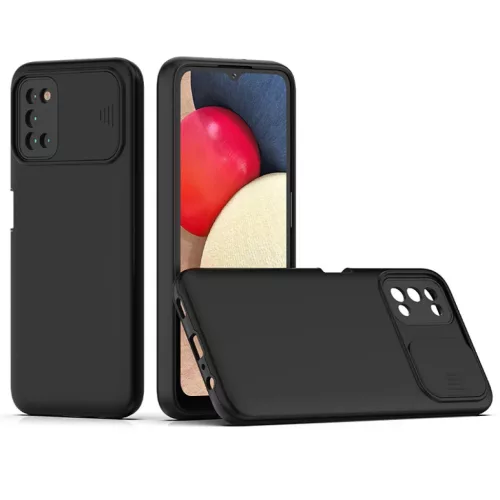 Samsung Galaxy A03s TPU tok kameralencse védővel fekete Alphajack- 10 kép