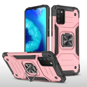   Samsung Galaxy A03s fokozott védelmet biztosító TPU tok kihajtható mágneses támasszal rózsaszín Alphajack (PROTECTION-2)