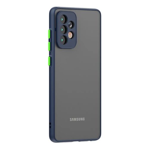 Samsung Galaxy A03s Smoke matt TPU tok kék kerettel Alphajack- 1 kép