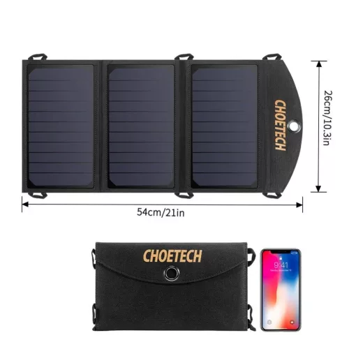 Choetech SC001 napelemes összecsukható töltő 19W 2x USB-A - fekete-6971824970470 8 kép
