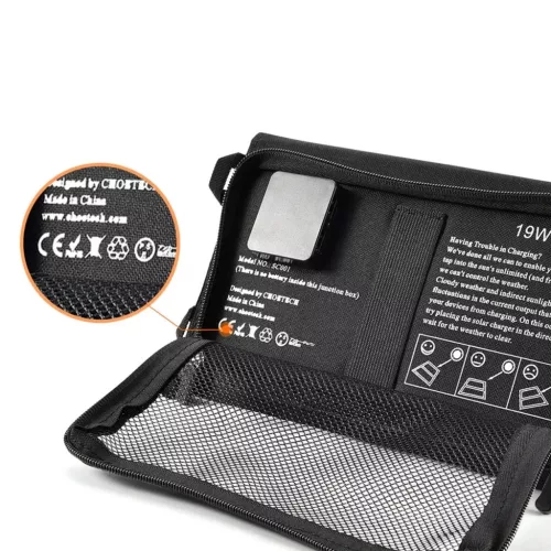 Choetech SC001 napelemes összecsukható töltő 19W 2x USB-A - fekete-6971824970470 9 kép