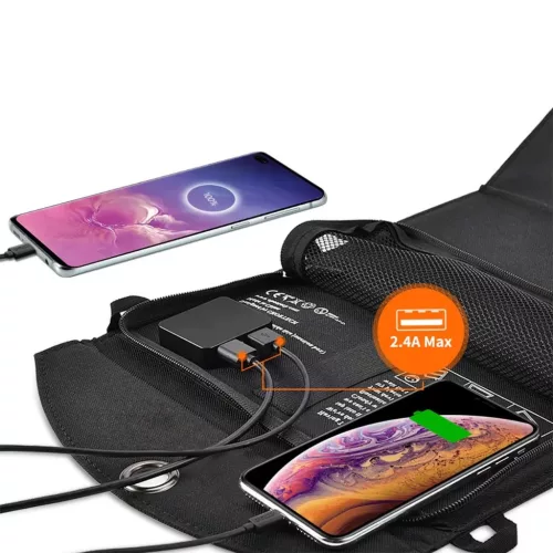 Choetech SC001 napelemes összecsukható töltő 19W 2x USB-A - fekete-6971824970470 10 kép